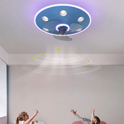 Moderne kreative Cartoon UFO fliegende Untertasse Rundes Eisen Acryl LED Kinder Unterputz Deckenventilator Licht 