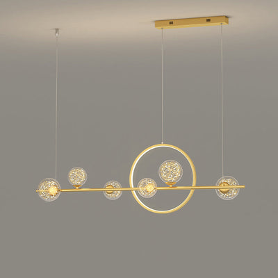ثريا حديثة بتصميم بسيط مع كرة طويلة مستديرة من السيليكون والحديد والزجاج LED لغرفة الطعام 