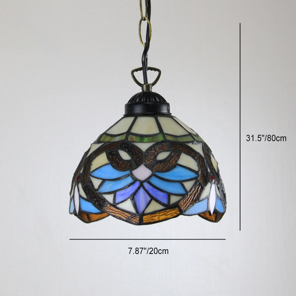 Suspension lumineuse à 1 ampoule en verre teinté avec perles Rustic Rose de Tiffany 