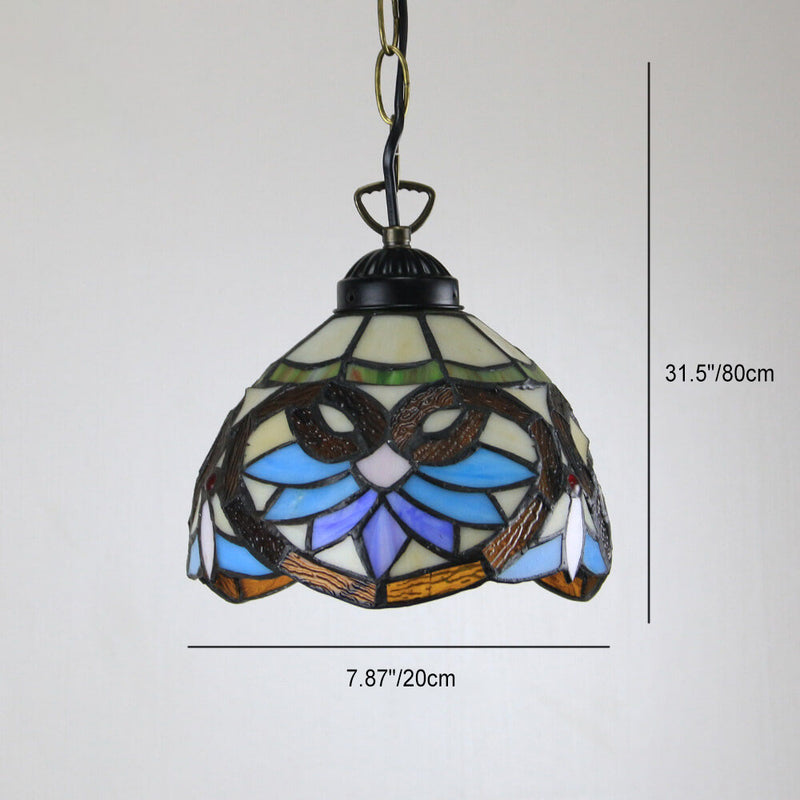 Tiffany Rustic Rose Beads Stained Glass 1-Light Pendant Light