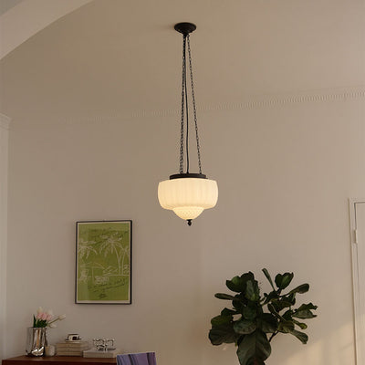 European Vintage Minimalist Glass Iron 1-Light Pendant Light