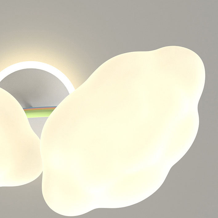 Moderne Creme Regenbogen Eisen Rotomolded LED Deckenleuchte mit halber Einbauleuchte 