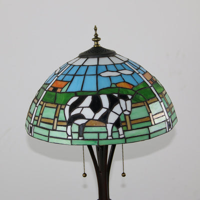 European Tiffany Stained Glass Rustic 2-Light Standing Floor Lamp