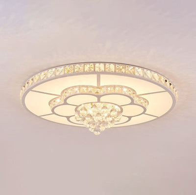 Modern Light Luxury Round Crystal LED Flush Mount Ceiling Light