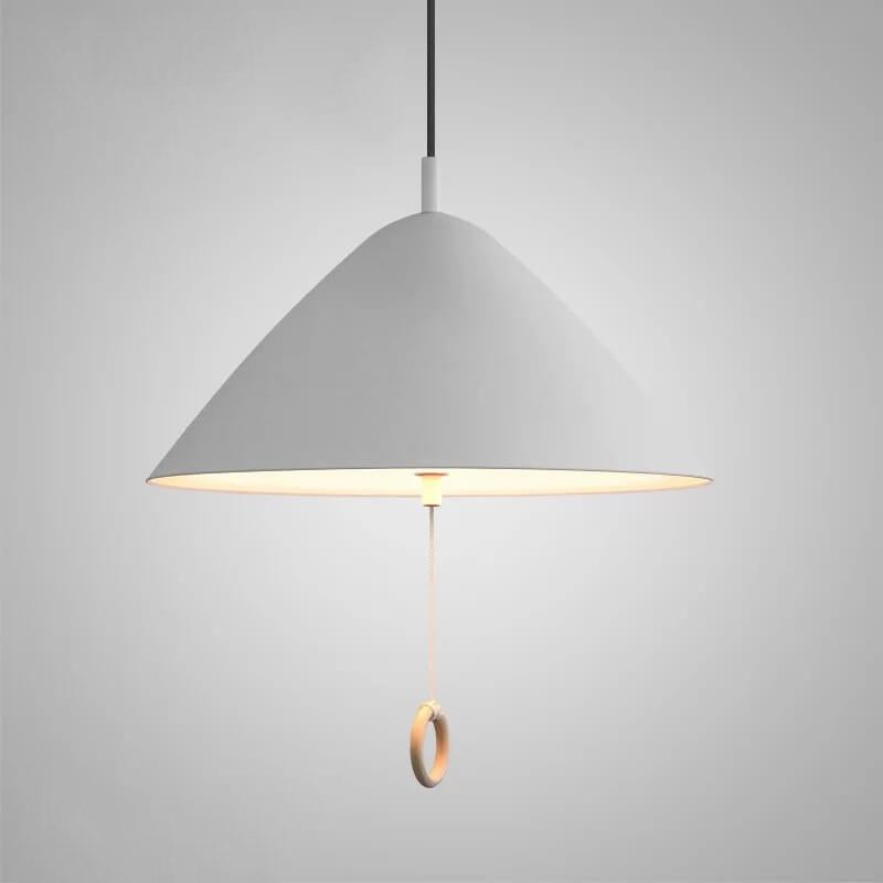 Iluminación colgante de metal cónico de 1 luz Macarons modernos con anillo de tirón 