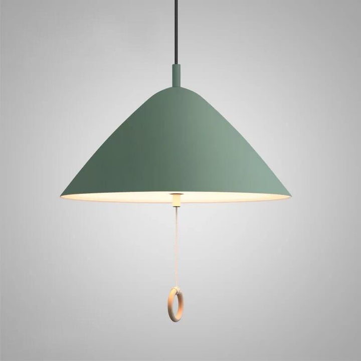 Iluminación colgante de metal cónico de 1 luz Macarons modernos con anillo de tirón 