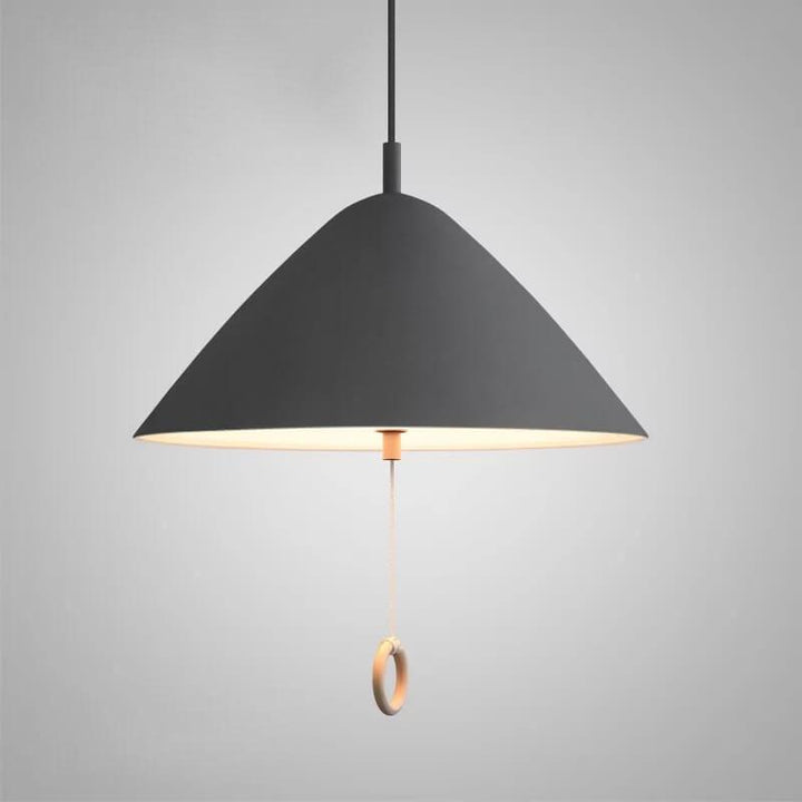 Iluminación colgante de metal cónico de 1 luz Macarons modernos con anillo de tirón 