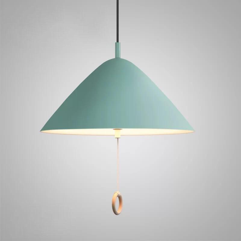 Iluminación colgante de metal cónico de 1 luz Macarons modernos con anillo de tirón 