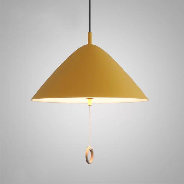Iluminación colgante de metal cónico de 1 luz Macarons modernos con anillo de tirón 