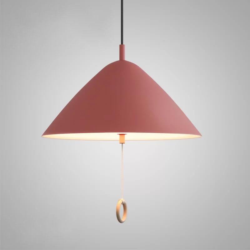 Iluminación colgante de metal cónico de 1 luz Macarons modernos con anillo de tirón 