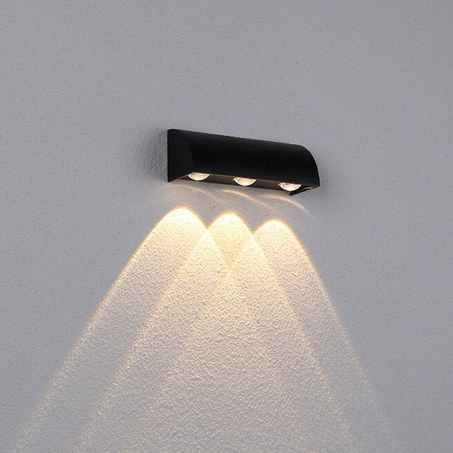 Luz de Pared Exterior Impermeable LED de 3 Luces de Aluminio Cilíndrico Moderno 