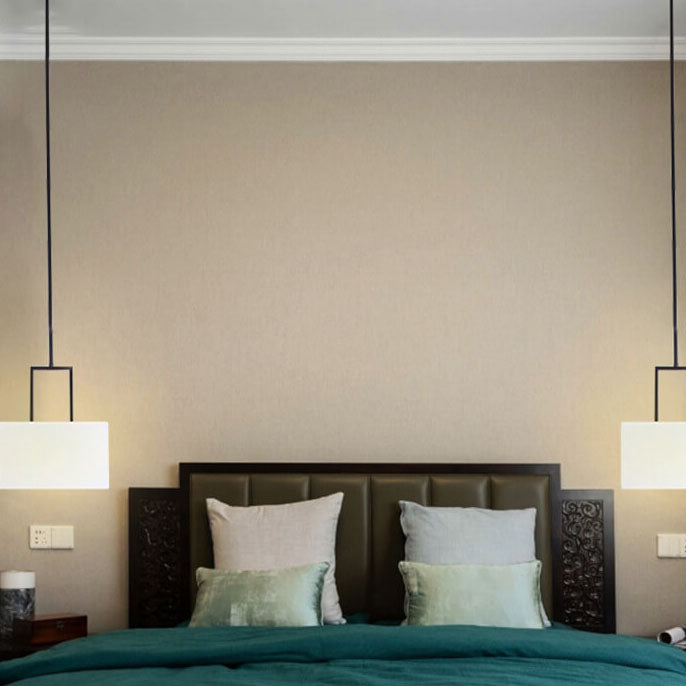 Lámpara colgante de 1 luz con pantalla de lino blanco moderno 