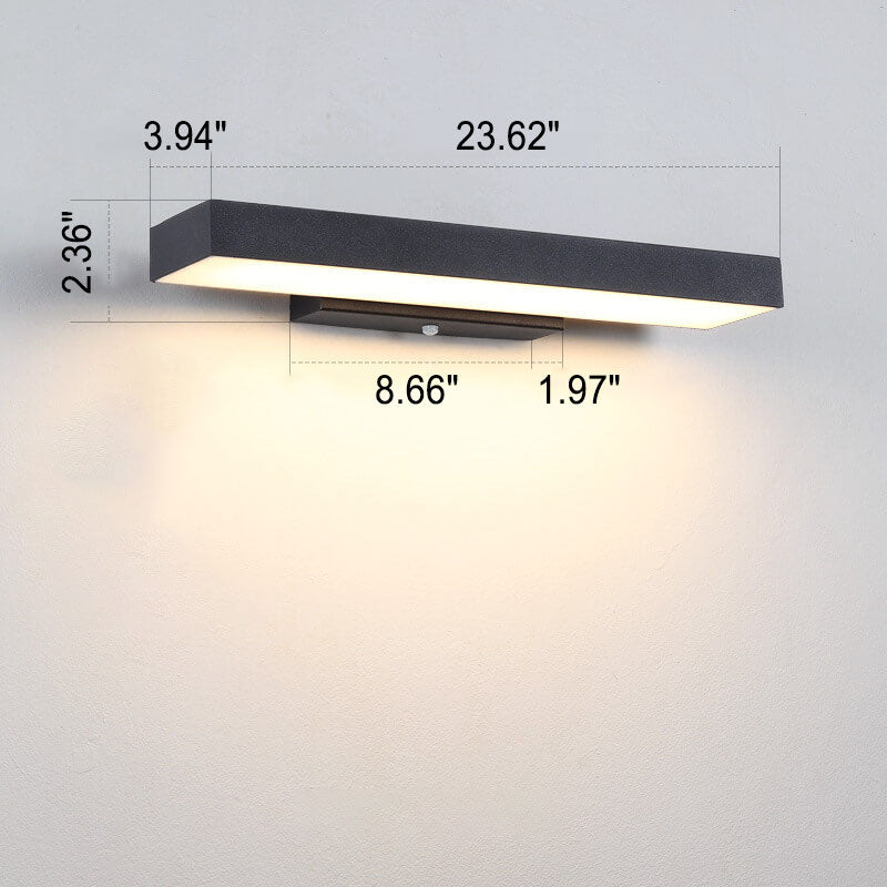 Moderne minimalistische rechteckige flache LED-Sensor-wasserdichte Wandleuchte für den Außenbereich 