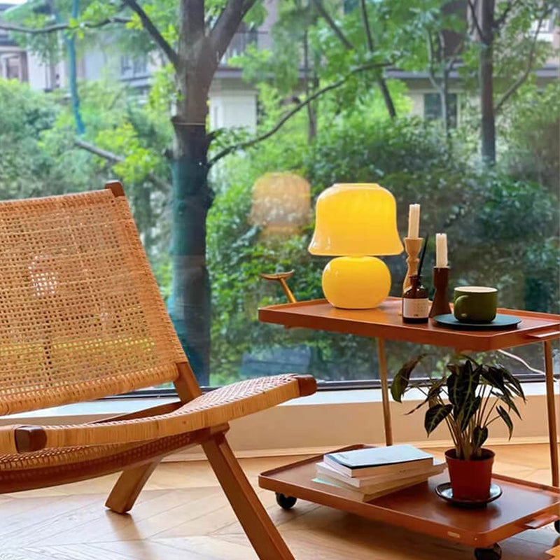 Lampe de Table 1 Lumière Design Champignon Crème Créatif Français 