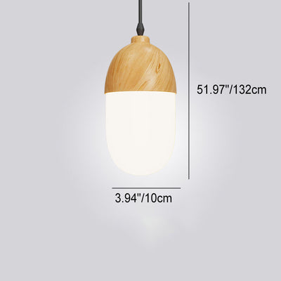 Japanese Wood Grain Round Oval Iron 1-Light Pendant Light