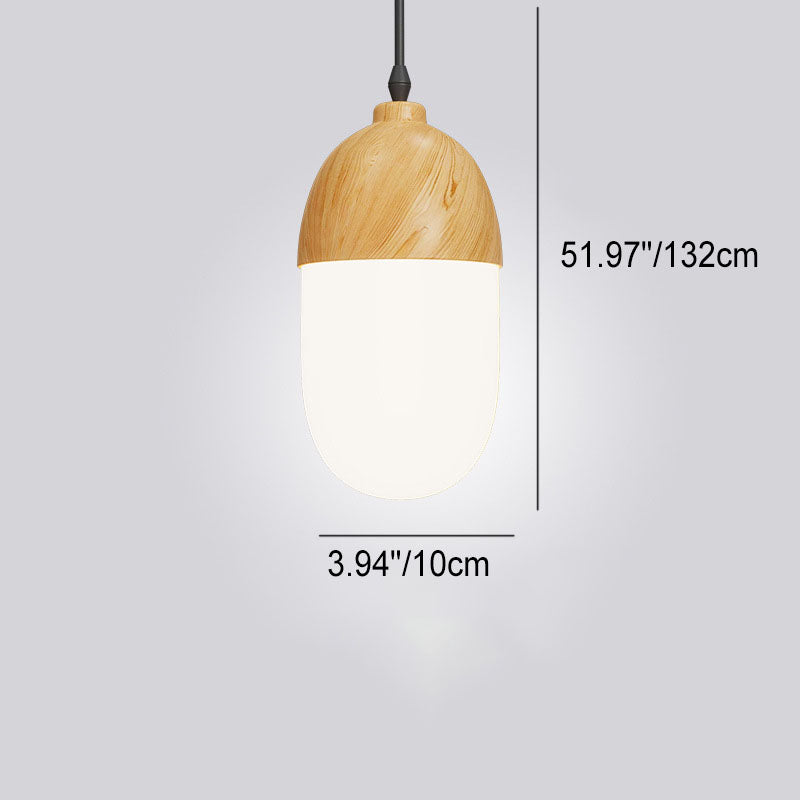 Japanese Wood Grain Round Oval Iron 1-Light Pendant Light