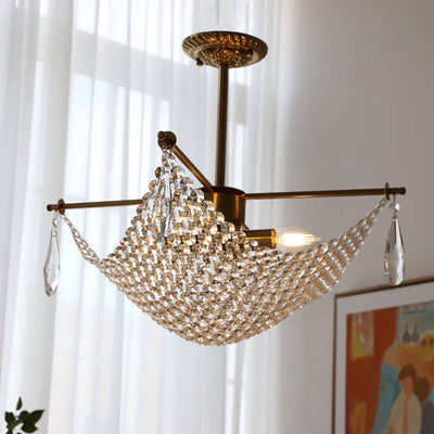 Modern Luxury Crystal Netting 4-Light Art Chandelier