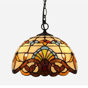 Lámpara colgante de vidrio Tiffany con forma de cuenco de 1 luz 