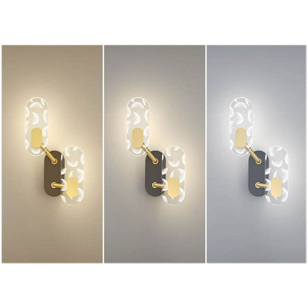 Applique murale LED moderne et créative avec anneau en acrylique, noir et or 