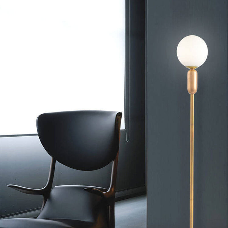 Nordic Minimalist Glass Ball Linear Base LED Standing Floor Lamp