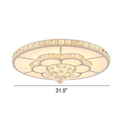 Modern Light Luxury Round Crystal LED Flush Mount Ceiling Light