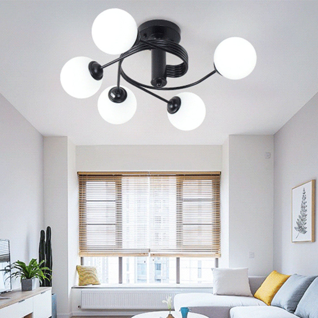 Nordic Light Luxus Glasball Spiral Design 3/5 Licht Semi-Flush Mount Deckenleuchte 