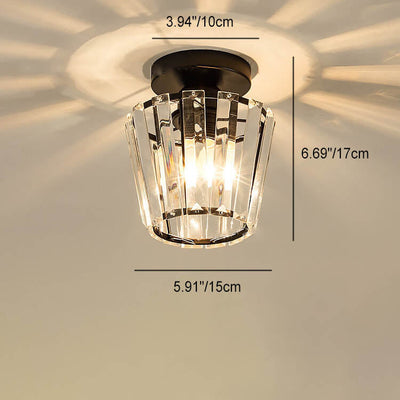 Modern Luxury Round Square Trapezoid Hexagonal Iron Crystal Glass 1-Light Semi-Flush Mount Ceiling Light