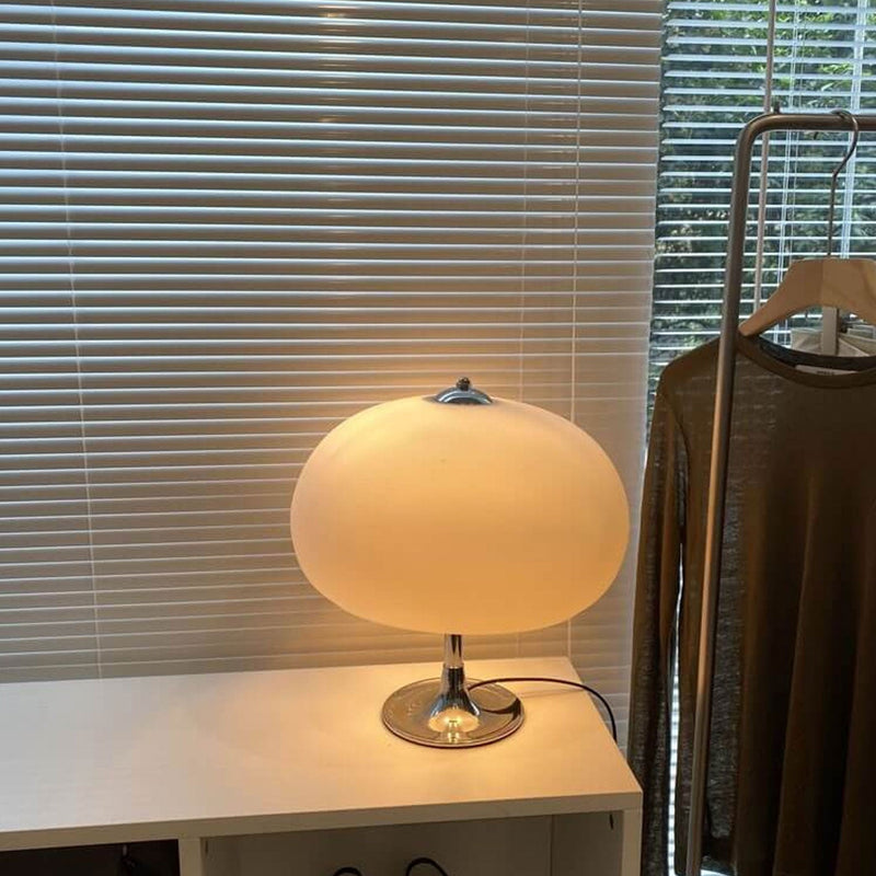 Lampe de table à 3 lumières avec abat-jour boule blanc crème moderne 