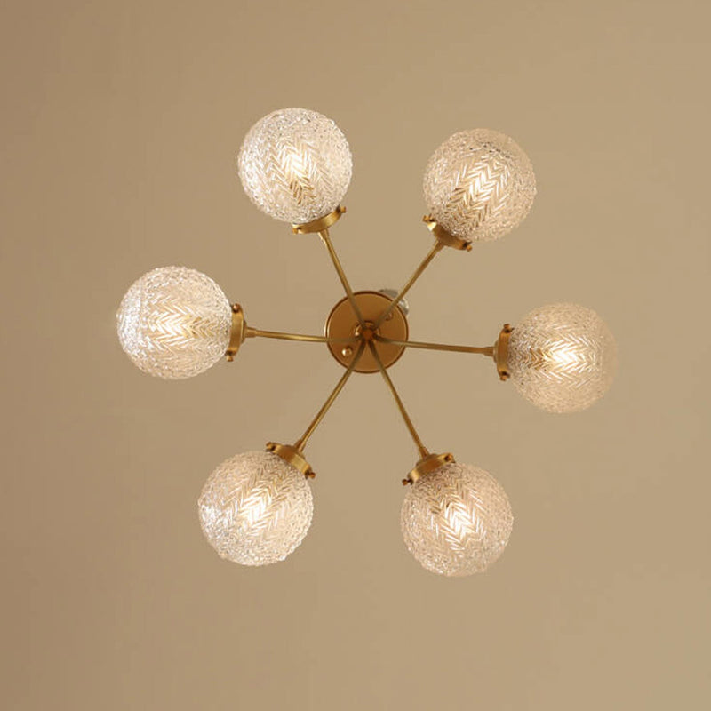 Nordic Light Luxury Spherical Glass Lampshade 6/8-Light Flush Mount Light