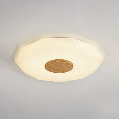 Nordic Solid Wood Acrylic Round 1-Light LED Flush Mount Ceiling Light