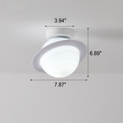 Nordic Creative Saturn Planet 1-Light Semi Flush Mount Ceiling Light