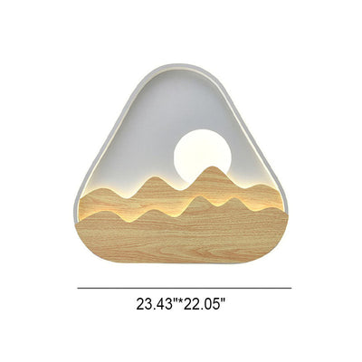 Modern Minimalist Landscape Triangle Wood Acrylic LED Flush Mount Lighting