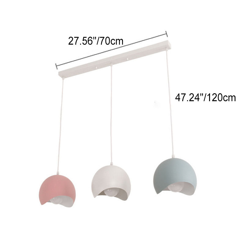 Nordic Solid Color Aluminum Round Dome 1/3 Light Island Light Chandelier