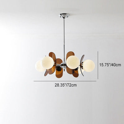 Moderner Mid-Century Acryl Magic Bean Glasschirm 3/5/6/8-Licht Kronleuchter für Wohnzimmer