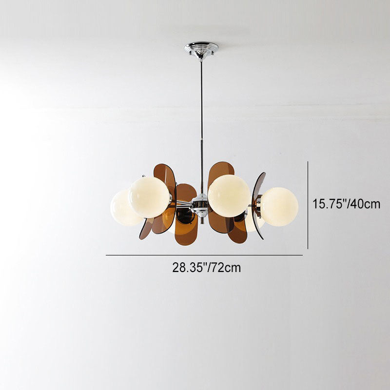 Moderner Mid-Century Acryl Magic Bean Glasschirm 3/5/6/8-Licht Kronleuchter für Wohnzimmer