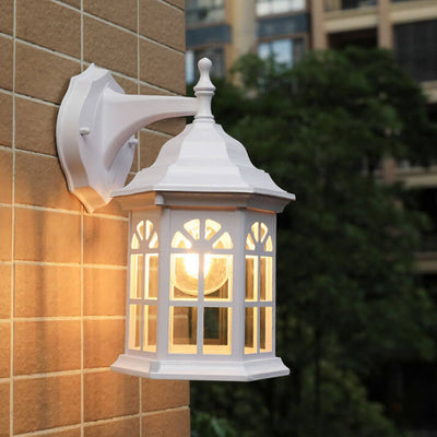 European Waterproof Retro Pavilion Design 1-Light Outdoor Wall Sconce Lamp