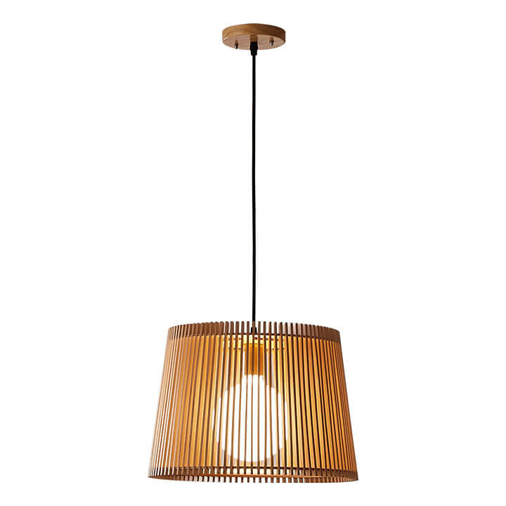 Modern Wood Bucket 1-Light Japanese Pendant Light