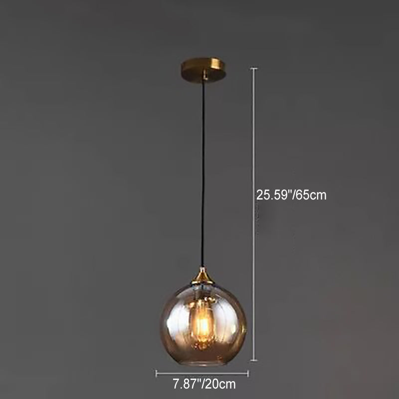 Lámpara colgante de 1 luz con pantalla esférica de vidrio de simplicidad moderna para dormitorio 