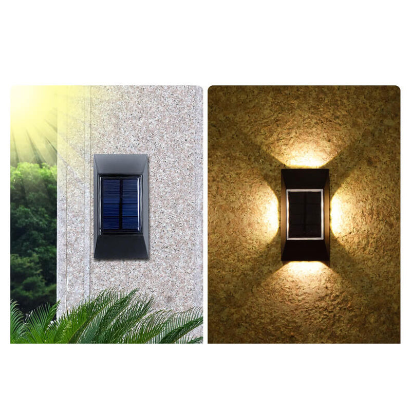 Solar LED All Around Lighting Garden Outdoor Light Wall Sconce Lamp