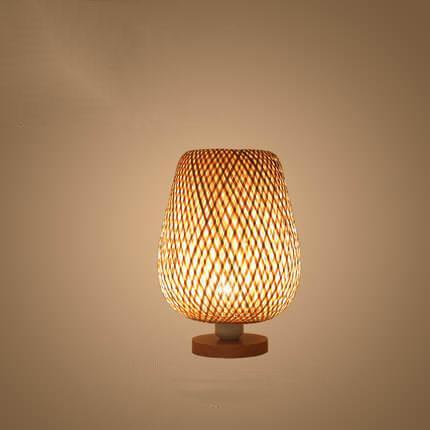 Moderne Bambusweberei Oval 1-Licht Tischlampe 