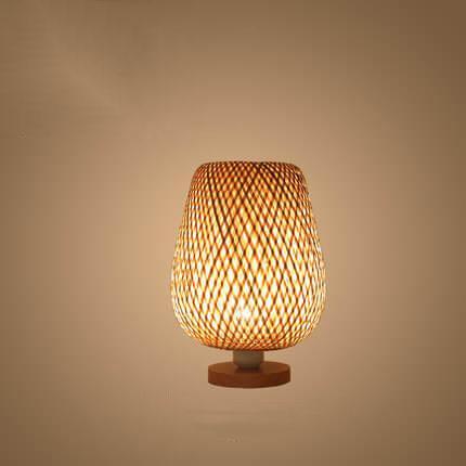 Modern Bamboo Weaving Oval 1-Light Table Lamp