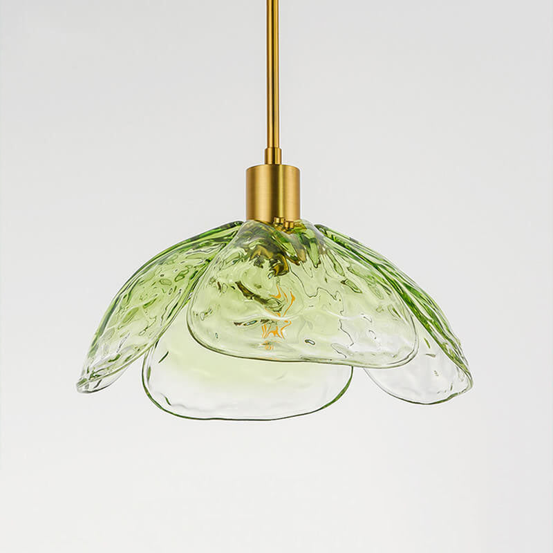 Modern Flower Petal Stained Glass 1-Light Pendant Light
