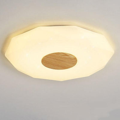 Nordic Solid Wood Acrylic Round 1-Light LED Flush Mount Ceiling Light
