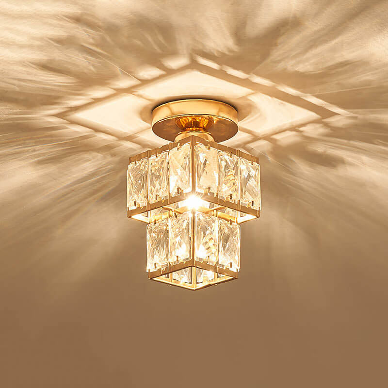 Plafonnier semi-encastré moderne européen en cristal à 1 lumière 