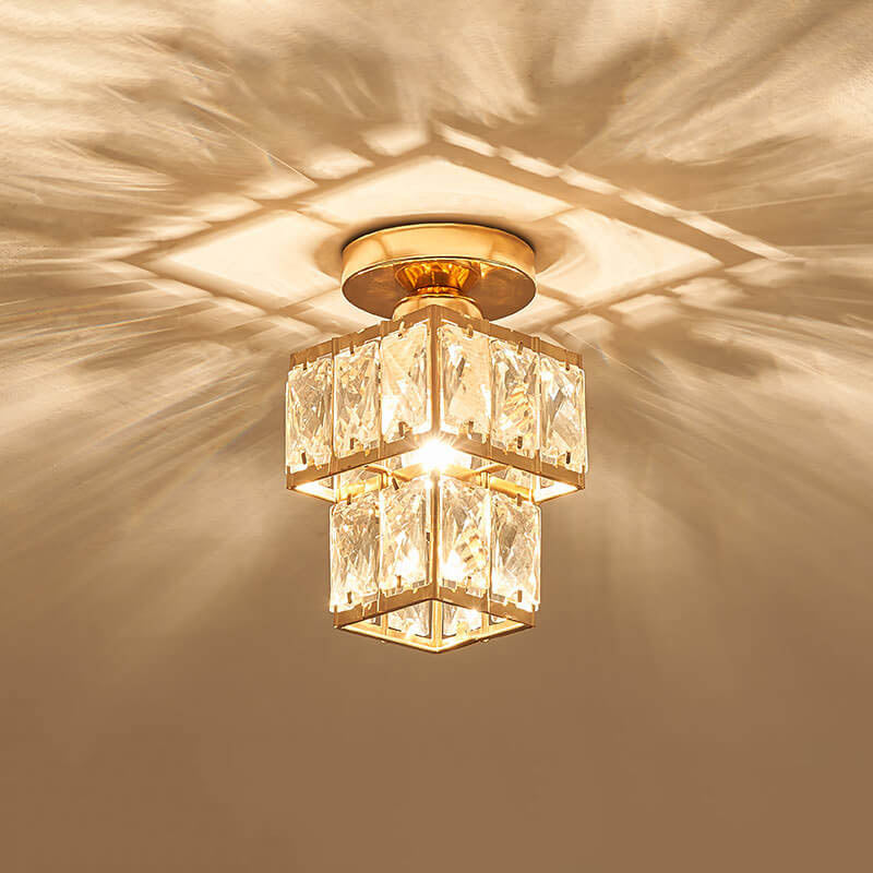 Modern European Crystal 1-Light Semi-Flush Mount Ceiling Light