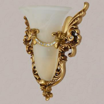 Aplique de pared de resina con talla retro europea de 1 luz 