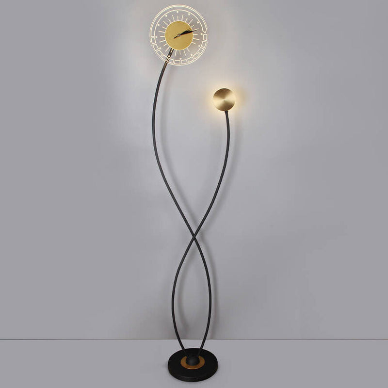 Modern Creative LED Art Standing Floor Lamp with Clock