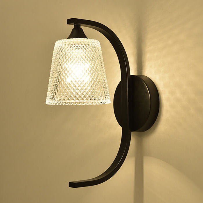 Modern Simple Glass Shade with Resin Bird 1-Light Wall Sconce Lamp