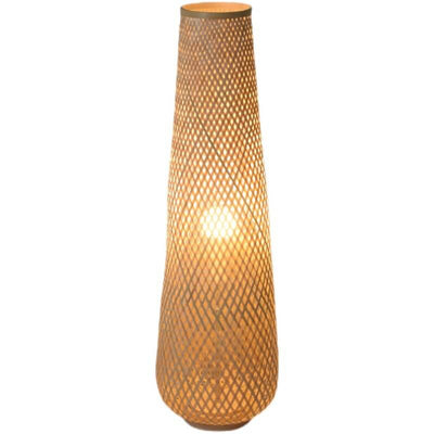 Modern Bamboo Weaving Column 1-Light LED Standing Floor Lamp