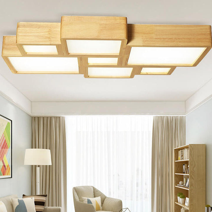 Luz de techo empotrada LED cuadrada de madera maciza nórdica 
